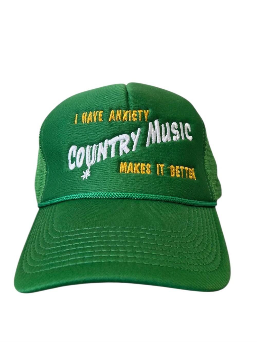 "I Have Anxiety & Country Music" Graphic Trucker Hat | Kelly Green - Picture 4 of 10